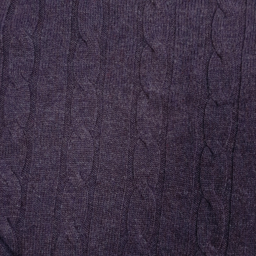 GANT Men's Crew Neck Cable Knit Jumper Sweater Size Large 100% Lambswool Purple - Picture 5 of 11